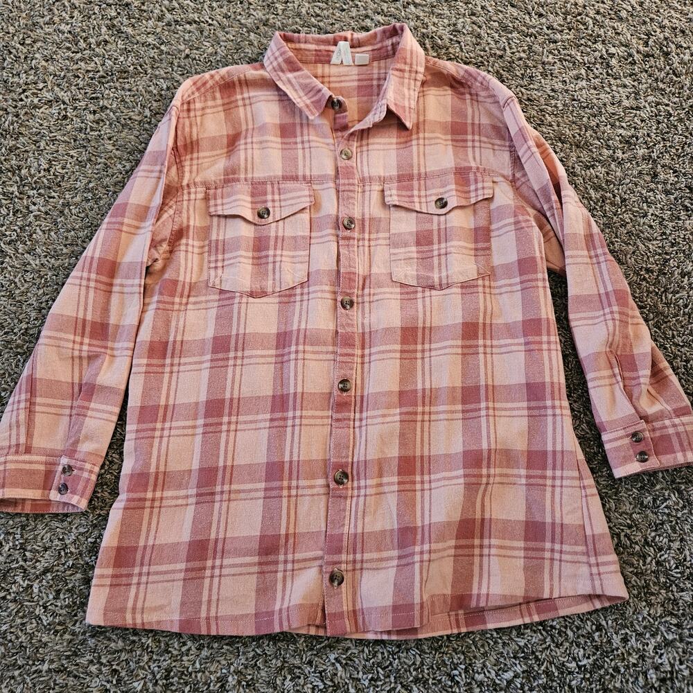 Roxy Women's Let It Go Long Sleeve Button-Up Flannel Shirt XL